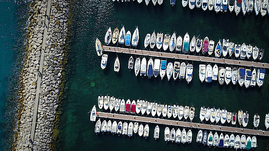 bird's-eye view of yachts in dock thumbnail