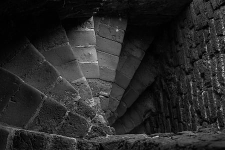 spiral concrete staircase on grayscale photography thumbnail