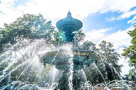 teal concrete outdoor fountain thumbnail