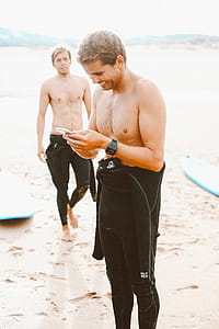 Two Surfers Out of Their Suits thumbnail