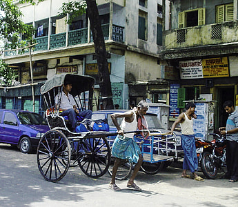 Riksha in the road in Calcutta, India thumbnail