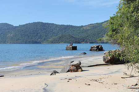 people on rock on body of water near shore during day thumbnail