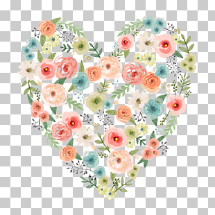 Wedding invitation Watercolor painting Flower Heart, Heart-shaped pattern colorful watercolor, pink floral heart PNG clipart