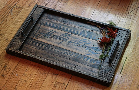rectangular brown wooden serving tray thumbnail