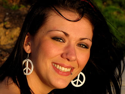 white peace sign earrings thumbnail