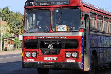 red bus traveling on road during daytime thumbnail