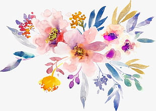 Gouache painting flowers creative, multicolored flowers PNG clipart