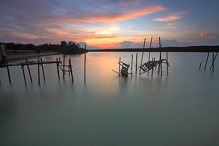 Scenic View of Lake Against Sky at Sunset thumbnail