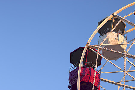 low angle photography of ferris wheel under blue sky thumbnail