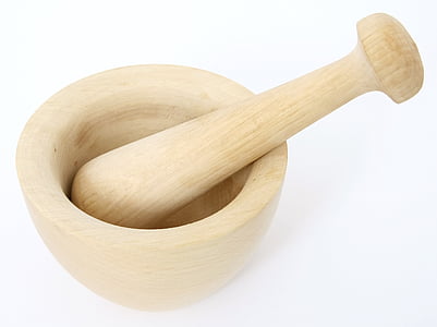 brown wooden mortar and pestle thumbnail