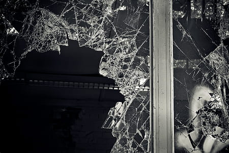 black-and-white, dark, broken, glass thumbnail