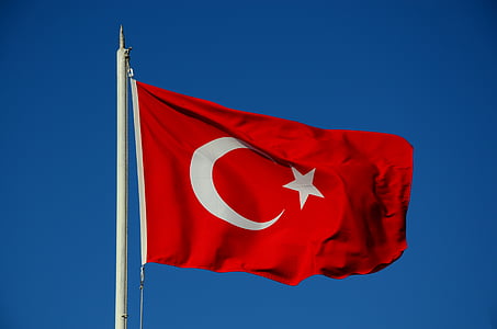 Turkey flag against blue background thumbnail