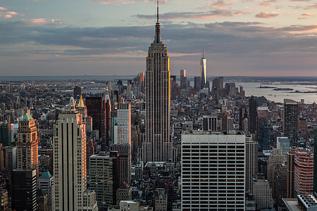 Cityscape shot of Manhattan and the Empire State Building in New York City. This shot was captured from the Top Of The Rock at the Rockefeller Center in Midtown Manhattan thumbnail