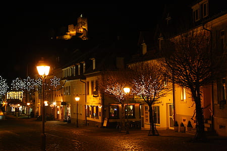 street light turned-on at nighttime thumbnail