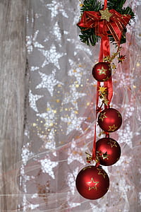 four red hanged baubles thumbnail