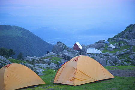 two yellow dome tents thumbnail