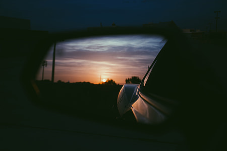 sunset reflect on car side mirror thumbnail