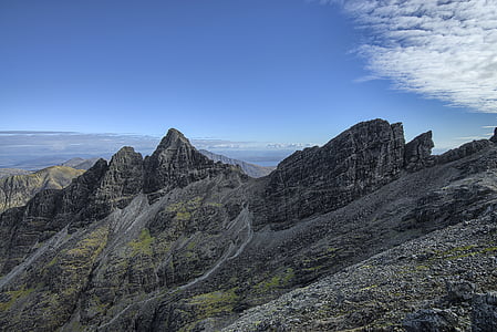 aerial photography of mountains under calm blue sky thumbnail