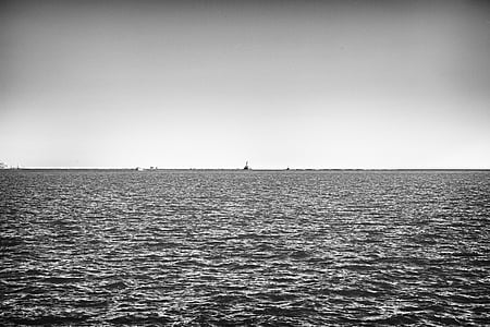 grayscale photo of body of water thumbnail