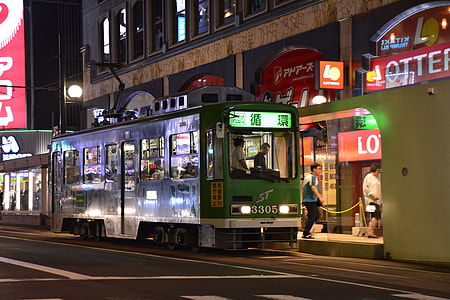 man driving train near the shop thumbnail