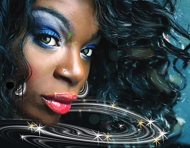 woman with blue eyeshadow and red lips thumbnail