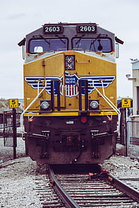 Yellow Train On Railway thumbnail