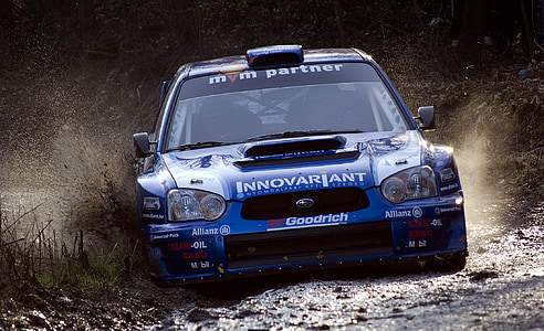 blue Subaru WRX rally car thumbnail