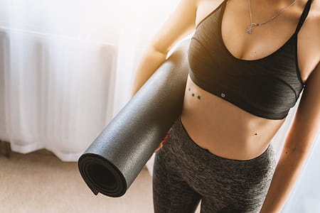 Young beauty woman is ready for yoga. thumbnail