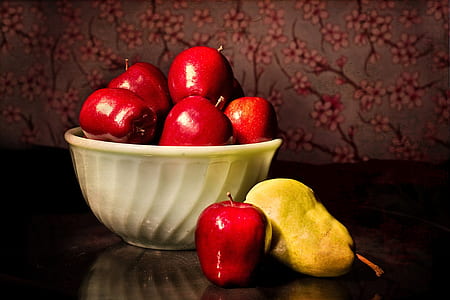 red apples and yellow pear thumbnail