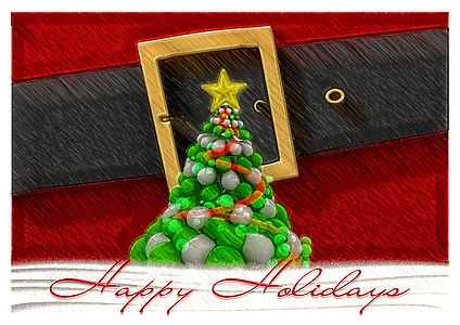 Christmas tree happy holidays text overlay thumbnail