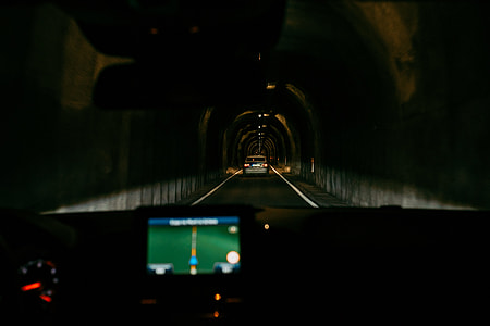 Driving through tunnel in Alps thumbnail
