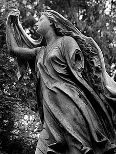 grayscale photo angel statue thumbnail