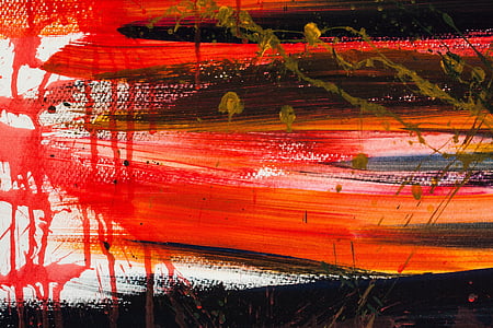 red, black, and yellow abstract painting thumbnail