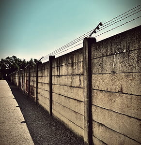 minimalist photography of concrete wall with barbed wire thumbnail