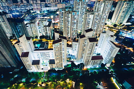 aerial view of white skyscrapers thumbnail