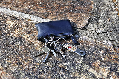 keys beside wallet on pavement thumbnail