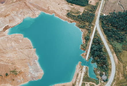 Aerial Photo of Lake Near Highway thumbnail