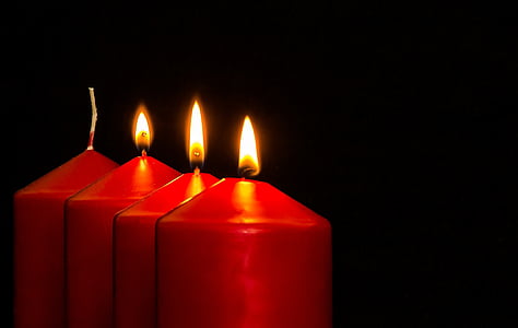 four red candles with lights thumbnail