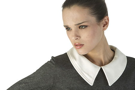 woman wearing black and white collar top thumbnail