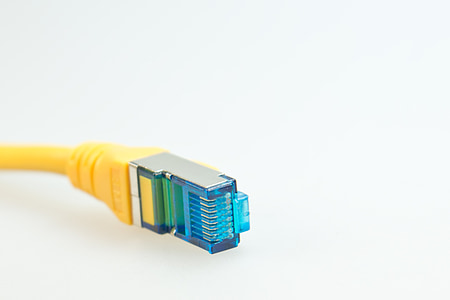 selective focus photo of yellow and blue UTP cable thumbnail