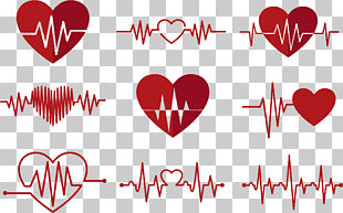 Heart rate monitor Electrocardiography Pulse, Red ECG love Icon, heart pulse sticker lot PNG clipart