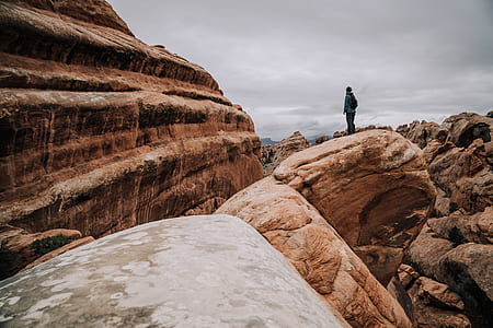 person standing on a rock formation thumbnail