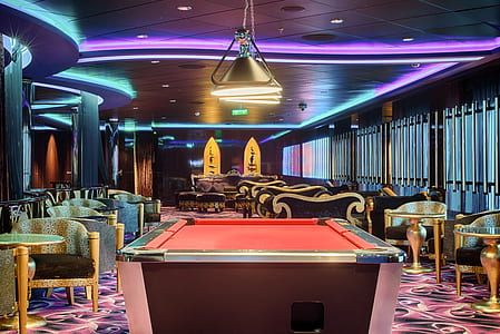 empty red and brown pool table thumbnail