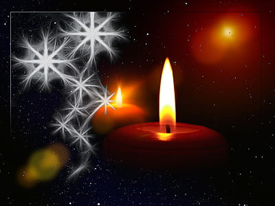 two lit candles with white light frames thumbnail