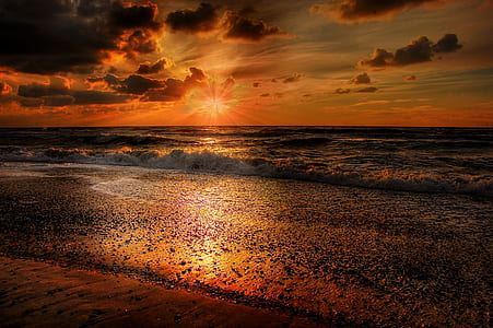 sea, dawn, landscape, nature thumbnail