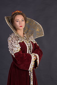 woman wearing red and white floral gown thumbnail