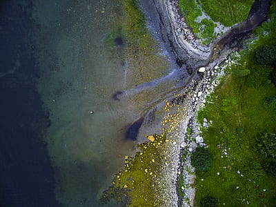 aerial shot of cliff near body of water thumbnail