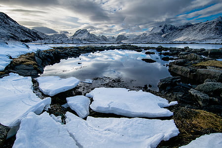 landscape photography of body of water with cracked ice thumbnail