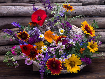 assorted flowers in vase centerpiece thumbnail