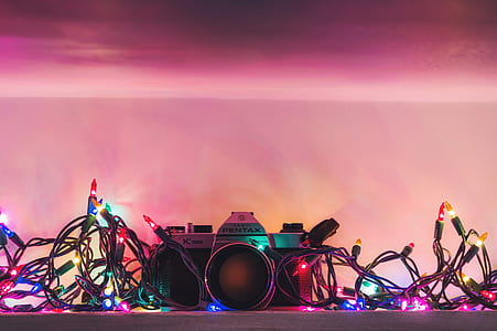 closeup photography of string lights with Pentax camera thumbnail